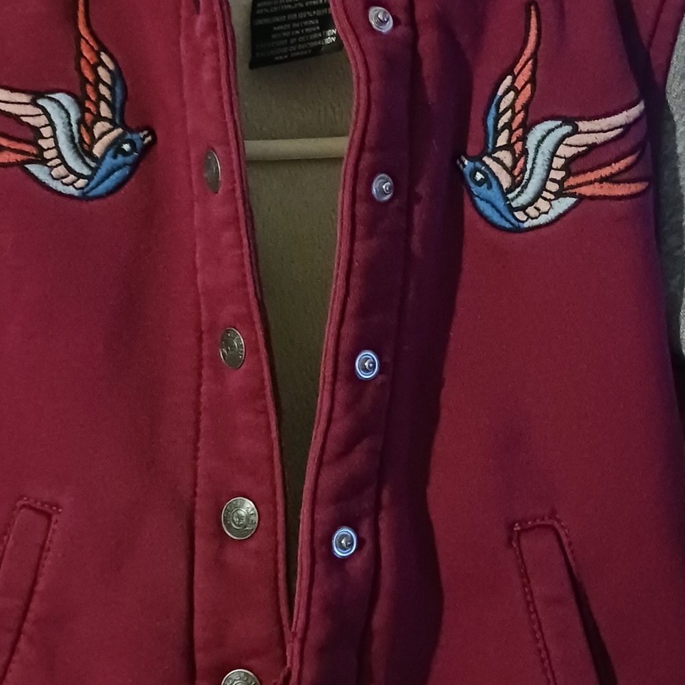 VIGOSS Girls Sz. 7 Letterman Style Jacket w Birds - Picture 3 of 10